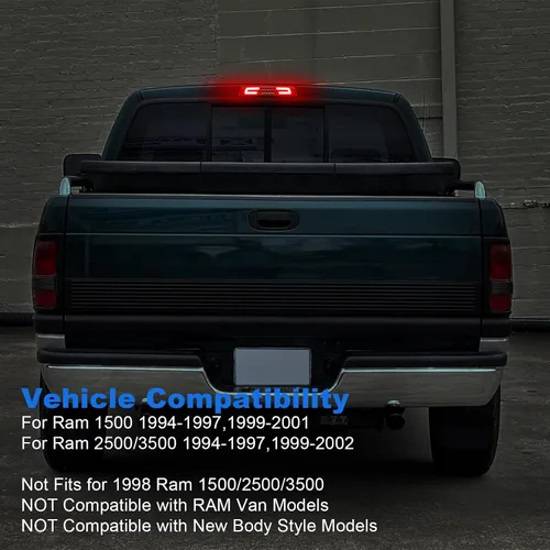 Vista 6 de Luz de freno LED de reemplazo para tercera luz para Ram 1500 1994-1997 y 1999-2001 / Ram 2500 3500 1994-1997 y 1999-2002, luz de carga de alto lente