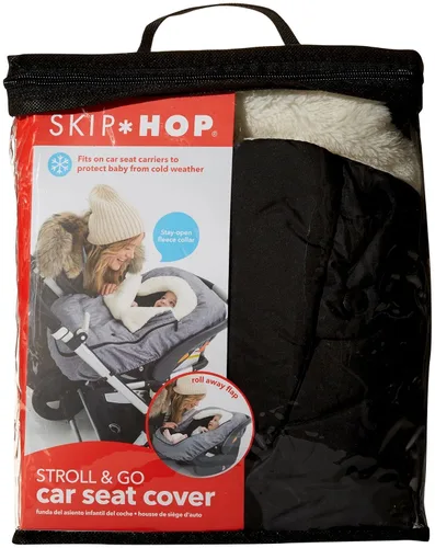 Vista 3 de Saco con abrigo y capucha de Skip Hop & Go, cubierta para asiento de carriola, accesorio de ajuste universal, gris oscuro, para bebé y niño pequeño