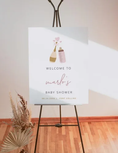 Vista 3 de Cartel de bienvenida de flores silvestres para baby shower personalizado – Cartel de bienvenida de flores silvestres para baby shower – Póster