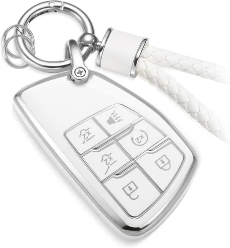 Vista 45 de Funda para Llavero Mercedes con Llavero de Cuerda Trenzada de Metal, Funda de Llave Suave Mejorada para Carcasa de Llavero Remoto Inteligente Sin
