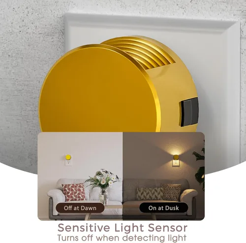 Vista 4 de Briignite Luces nocturnas que se enchufan a la pared con sensor de anochecer a amanecer [Paquete de 2] Brillo ajustable, 3000 K blanco suave, luz