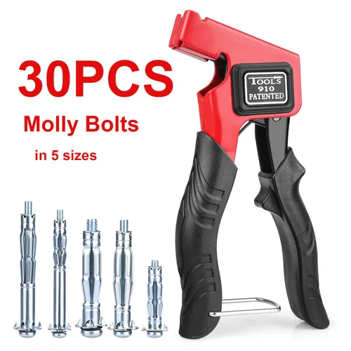 Vista 8 de Molly - Tornillos para paneles de yeso para pared de yeso, anclajes huecos de pared Paick de metal resistente y kit de tornillos para paredes