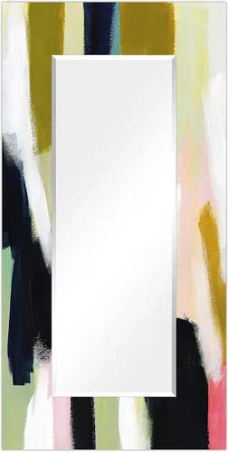 Vista 23 de Empire Art Direct Espejo de pared rectangular biselado en blanco y negro con vidrio templado impreso abstracto, tocador, espejo de baño, listo