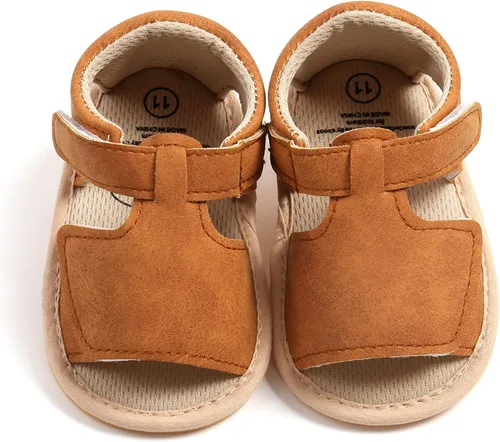 Vista 7 de WILLFUN Sandalias de verano para bebés niños y niñas, puntera cerrada, suela de goma suave, zapatos para exteriores para niños pequeños que caminan