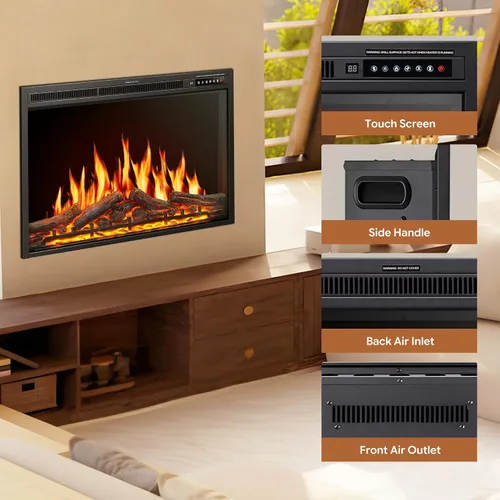 Vista 5 de Xbeauty Inserto de chimenea eléctrica de 37 pulgadas, efecto de llama