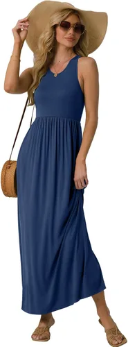 Vista 5 de GRECERELLE - Vestido largo sin mangas para mujer, con estampado floral y espalda cruzada, informal, con bolsillos