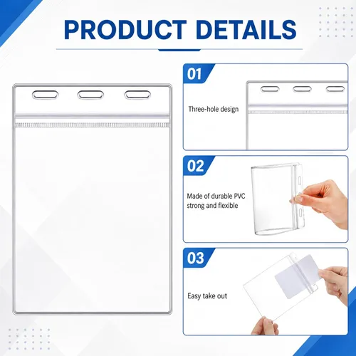 Vista 4 de Patelai 50 fundas protectoras de plástico de 3 x 4 pulgadas, fundas protectoras de vinilo transparente para tarjetas de credencial, fundas