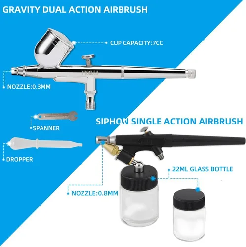 Vista 5 de Kit de compresor de aerógrafo, 3 aerógrafos para pintura de pasatiempos