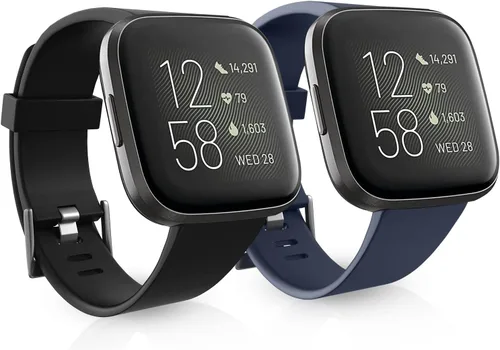 Vista 7 de Paquete de 2 bandas impermeables compatibles con Fitbit Versa 2 bandas para mujeres y hombres Muñequeras de repuesto transpirables de nailon