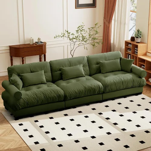 Vista 45 de SoarFlash Moderno sofá reclinable de terciopelo para sala de estar, sofá biplaza para apartamento, sofá de almacenamiento con marco de madera Azul