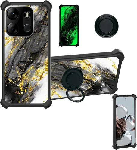 Vista 21 de Aroepurt Cricket Ovation 2 - Funda compatible con AT&T Maestro Max (2021) [PC duro + silicona suave] [purpurina dorada + luminosa] JSH-HDL