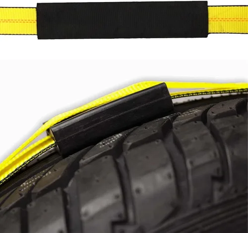 Vista 5 de DC Cargo Mall Correas de neumático E Track (paquete de 4) – Correas de rueda con accesorios E Track y 3 bloques de goma – 11' x 2" amarres