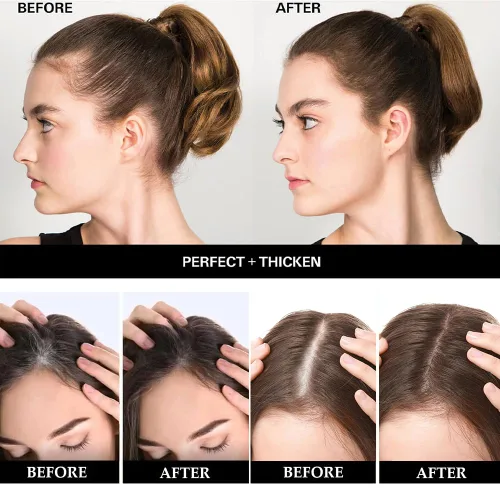 Vista 4 de Polvo para retoque de raíces + sombra de línea capilar con fibras capilares para adelgazar el cabello, rubio claro