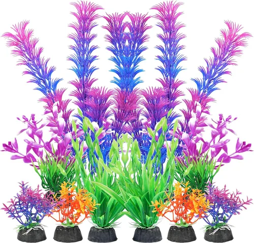 Vista 7 de AQUANEAT Plantas artificiales para peceras, decoraciones de acuario de plástico, accesorios verdes, 10