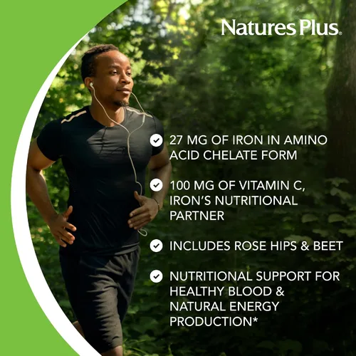 Vista 4 de Pastillas masticables de hierro con vitamina C Nature's Plus, 90 unidades, 97467034211, 1, 1