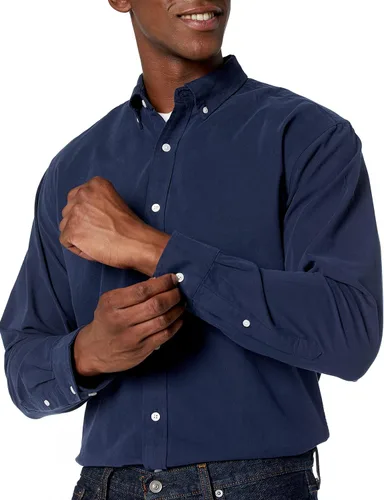 Vista 3 de Tienda Essentials - Camisa de tela oxford de manga larga ajuste regular para hombre