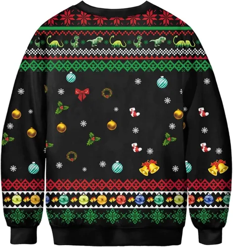 Vista 46 de Sudaderas de Navidad unisex con estampado 3D y cuello redondo, manga larga, suelta, suéter de Navidad