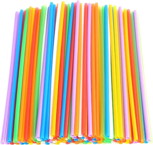 Vista 7 de 100 popotes de plástico flexibles coloridos, 10.26 pulgadas de largo desechables para jugo, café, leche, cóctel