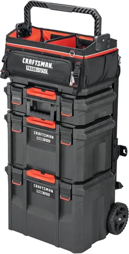 Vista 8 de CRAFTSMAN TRADESTACK Bolsa de herramientas del sistema, bolsa de herramientas de boca abierta resistente, parte inferior dura impermeable, mango