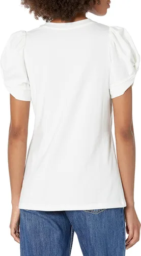 Vista 2 de Tienda Essentials Camiseta de manga torcida con cuello redondo para mujer