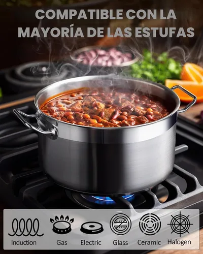 Vista 3 de Cooks Standard Olla de Caldo de 6 Cuartos con Tapa, Stockpot Profesional de Acero Inoxidable 18/10 Horno Holandés Cacerola Olla de Cocina, Ollas