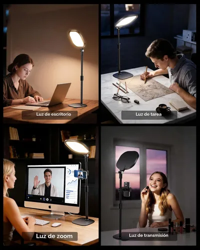 Vista 3 de Iluminación de videoconferencia para reuniones de zoom, anillo de luz para escritorio con soporte flexible, 30 modos de luz, iluminación de zoom