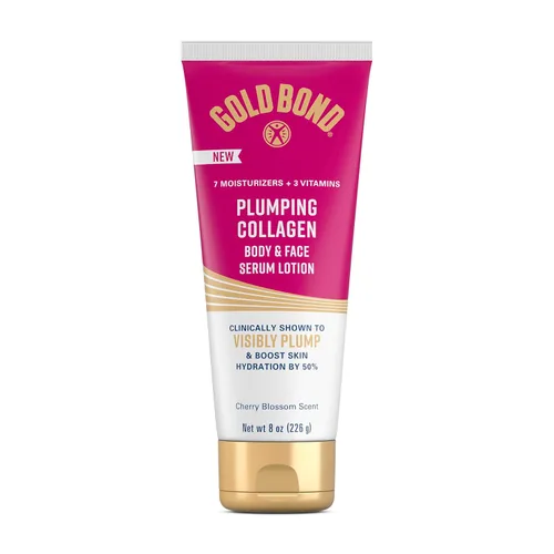 Vista 12 de Gold Bond Loción de suero de colágeno para cuerpo y cara, hidratante ligera con complejo de péptidos de colágeno, aceites de jojoba y semillas