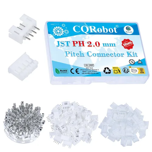 Vista 7 de CQRobot JST EL 4.5 mm de paso 2 pines conector electrónico IC macho, enchufes hembra carcasa y kit de terminales de crimpado en T macho/hembra. 50