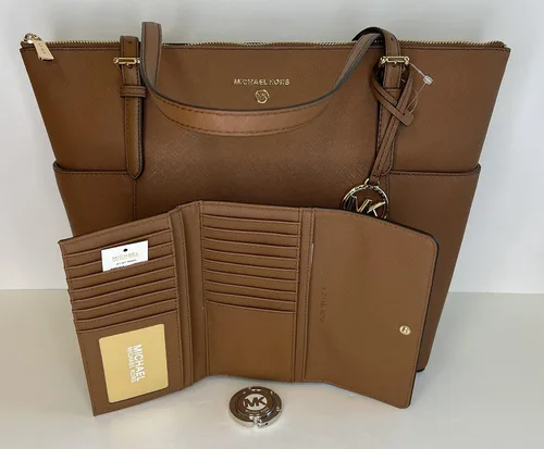 Vista 3 de MICHAEL Michael Kors Jet Set grande con cremallera superior y gancho para bolso a juego