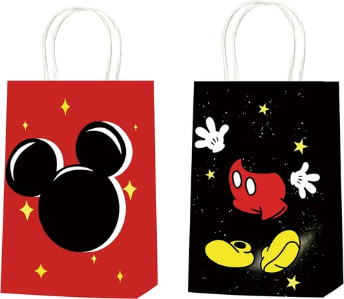 Vista 2 de JAROVOKUWO 24 bolsas de regalo de dibujos animados de ratón, 6 estilos, bolsas de regalo para dulces, bolsas de cartón para niños, baby shower