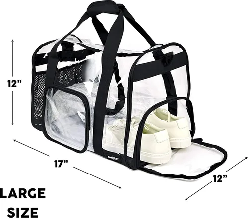 Vista 4 de TACVEL Mochila transparente resistente grande duradera Bolsa transparente (negro), Bolsa de gimnasio, color negro