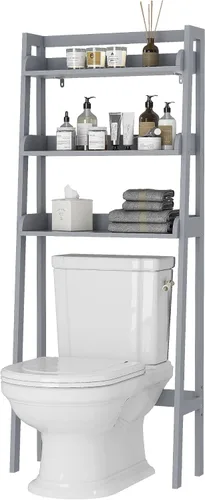 Vista 7 de UTEX Almacenamiento sobre el inodoro, estantes de baño de 3 niveles sobre el inodoro, organizador de baño detrás del inodoro (espresso)