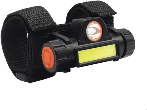 Vista 2 de Linterna frontal recargable, faro LED recargable, base magnética y correa ajustable para la cabeza, batería recargable por USB de 800 mAh