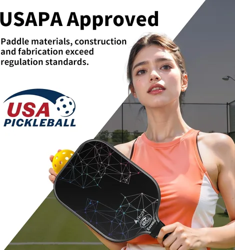 Vista 2 de AL Kort - Juego de 2 palas de pickleball de fibra de vidrio, palas ligeras, equipo de pickleball aprobado por USAPA con bolsa y 4 bolas, paquete