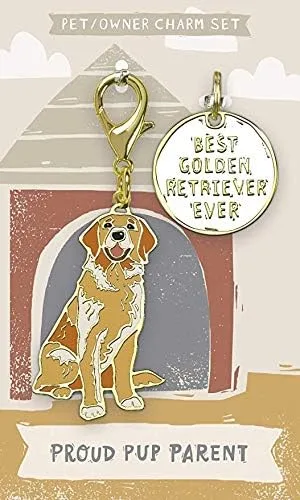 Vista 2 de Juego de dijes - Best Golden Retriever Ever, Metal, esmalte, papel