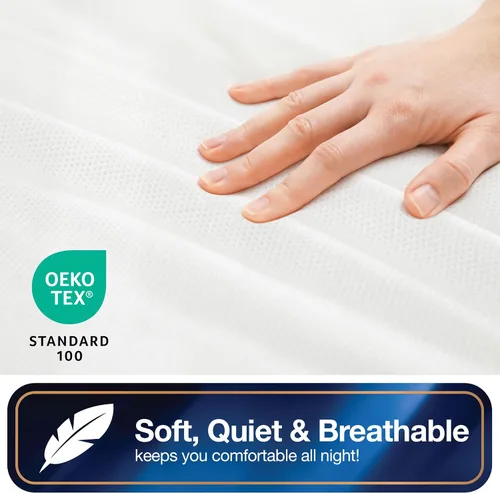 Vista 4 de Protector de colchón todo en uno, funda con cremallera, resistente al agua y a las manchas, protección de triple sellado, RV Short Twin, color blanco