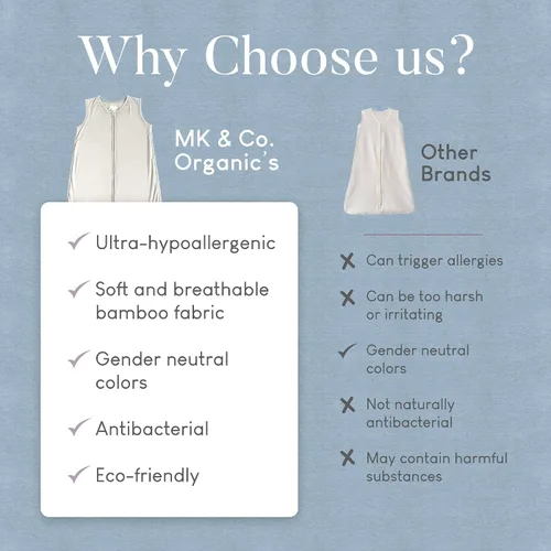 Vista 6 de MK & CO. ORGANICS - Saco de dormir unisex para bebé de 6 a 12 meses - Ropa de bebé neutra de género suave y elástica - Manta de bebé para bebé, ropa