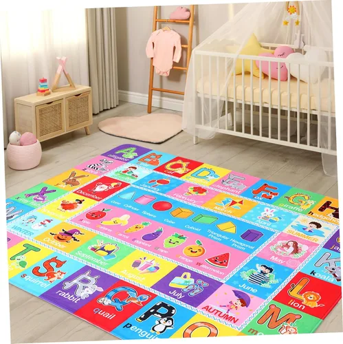 Vista 4 de IMIKEYA Play Rugs - Tapete para sala de juegos con patrón colorido, colección Playtime ABC, alfabeto, estaciones, meses, frutas y formas, alfombra