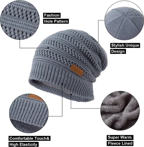 Vista 3 de Omechy. - Gorro de punto para hombre de invierno, gorro cálido.