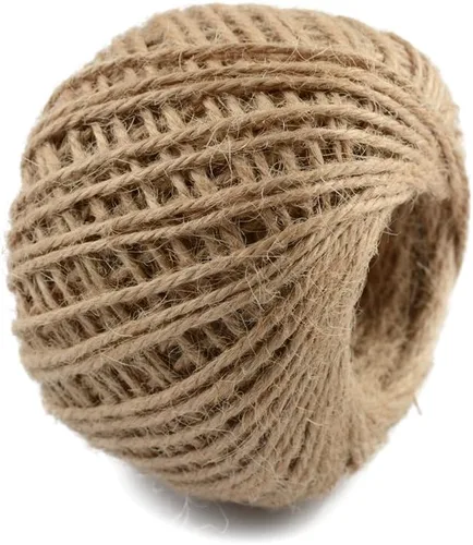 Vista 2 de Cuerda de yute natural de 3 capas de 328 pies para envolver regalos, cuerda de jardín para manualidades, manualidades y aplicaciones de jardinería