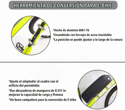 Vista 4 de DRIFT MANIAC Kit de conversión Ebike para adaptador de batería, montaje en bastidor, aluminio negro Kit de conversión de bicicleta eléctrica