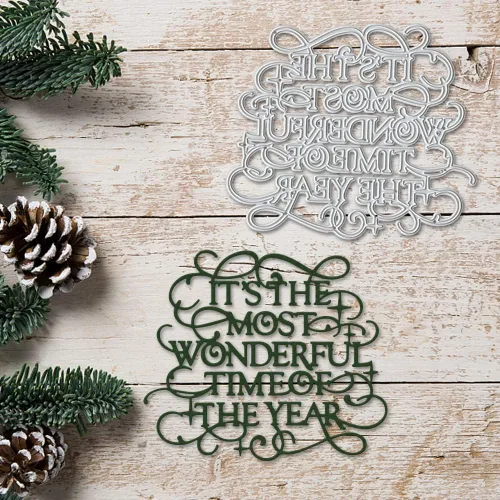 Vista 4 de Troqueles de corte de metal con palabras de Navidad para suministros de fabricación de tarjetas, palabras de encaje de Navidad, troqueladas