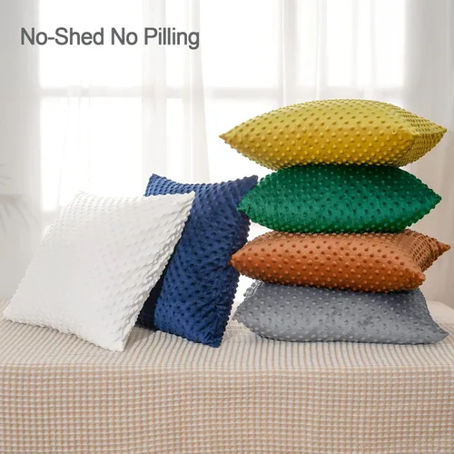 Vista 6 de PHF Minky - Funda de almohada de lunares de 18 x 18 pulgadas, paquete de 2 fundas de cojín de terciopelo real de burbujas de visón suave, acogedora