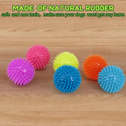 Vista 9 de Pweituoet Pelotas chirriantes de 2.5 pulgadas para perros pequeños y medianos, paquete de 6 juguetes masticables para perros pequeños con pincho