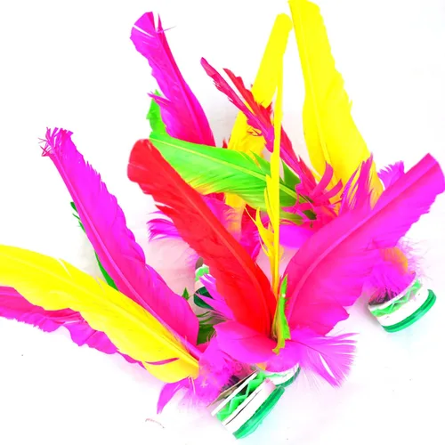 Vista 2 de Baitaihem Kick Shuttlecock chino Jianzi colorido pluma pie deportes al aire libre juego