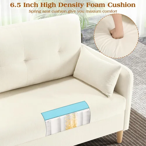 Vista 5 de Hanherry Sofá Loveseat, Sofá Pequeño de 47" para Sala de Estar, Cómodo Asiento de Amor de Tela Chenilla para Dormitorio con Almohada Decorativa