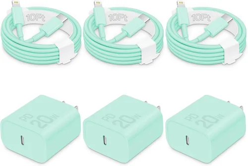 Vista 23 de CXX 20W Fast Charger for iPhone 14/13/12 [3-Pack, MFi Certified] Blue