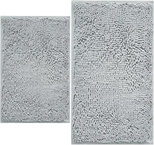 Vista 52 de Juegos de alfombras de baño de 2 piezas, alfombra de baño de felpilla extra suave ultra absorbente, alfombra de baño con base antideslizante de PVC