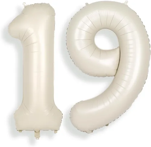 Vista 13 de SUWEN Globos de helio grandes de 102 cm (40 pulgadas) con letra S en color crema. Globos grandes de papel de aluminio con letra en helio, de A a Z.