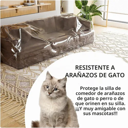 Vista 2 de Imperius Funda de sofá transparente gruesa resistente al agua, cubierta de plástico impermeable para sofá, funda de sofá de vinilo para evitar
